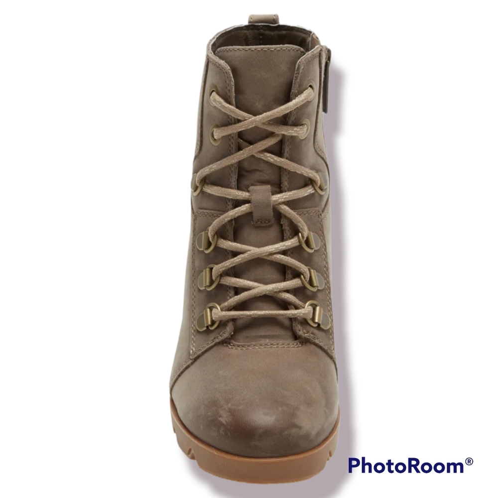 Sorel Joan Of Arc Uptown Waterproof Wedge In Khaki - Picture 5 of 11